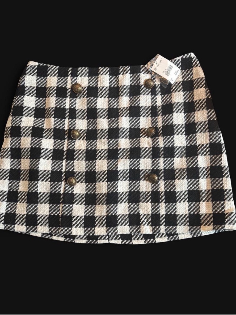 Versona NWT Mini Skirt in Black, White Gingham